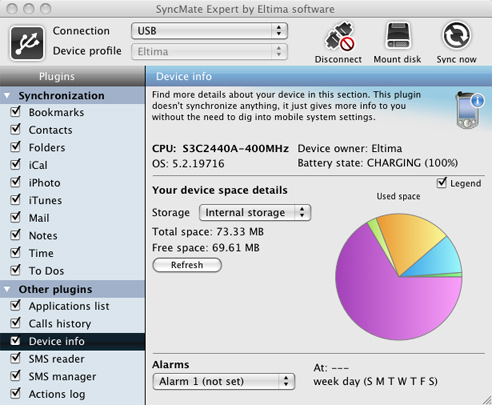 SyncMate Screen Shot: Device Info