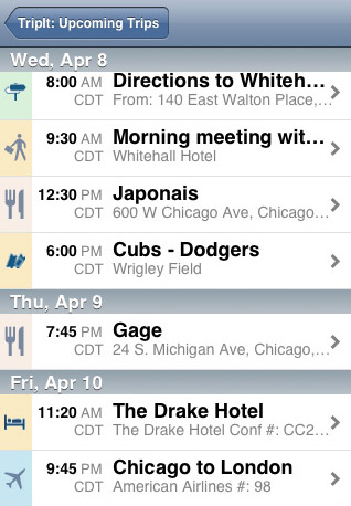 iPhone Screen Shot of TripIt iPhone Screen Shot of TripIt