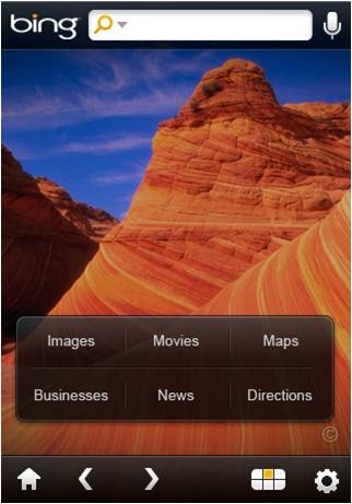 Screenshot of Bing App for iPhone / iPod (Image of the Day) Screenshot of Bing App for iPhone / iPod (Image of the Day)