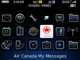 Air Canada on BlackBerry