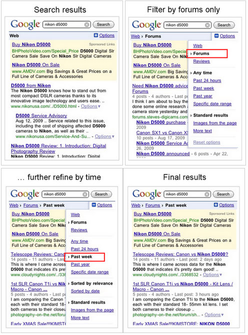 Google Mobile Search Options