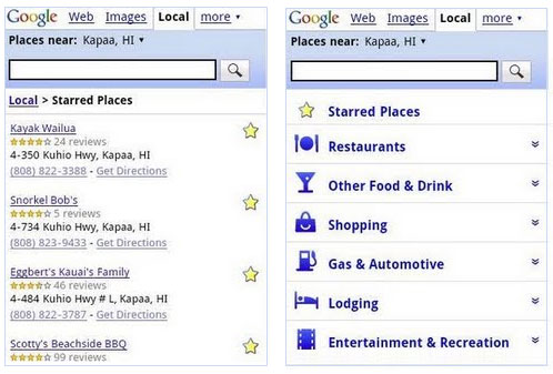 Screen Shot of Google's New Local Search for Mobile Screen Shot of Google's New Local Search for Mobile